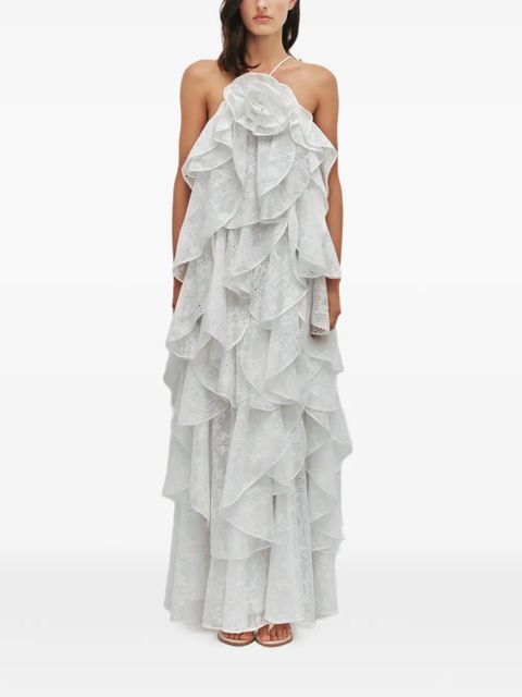 Aje Merritt ruffled floral maxi dress - White