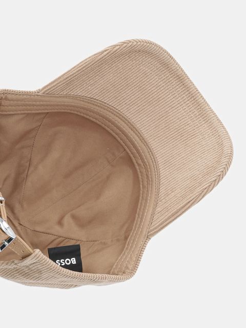 BOSS czapka z daszkiem welurowa kolor beżowy z aplikacją 50544419