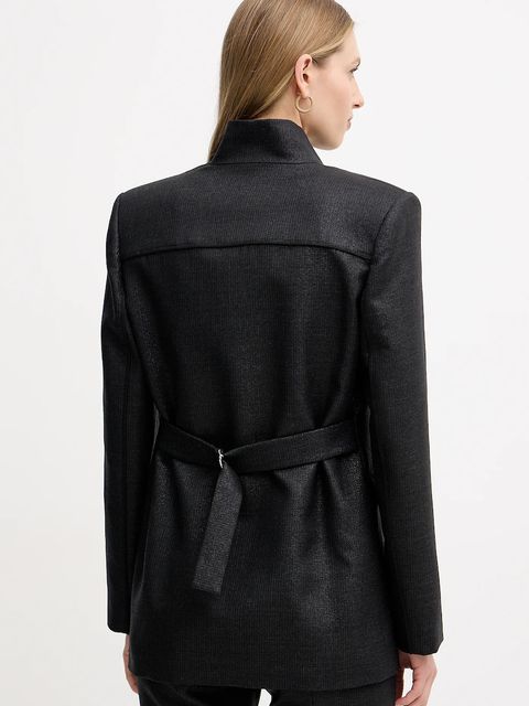 Pinko marynarka z dodatkiem wełny kolor czarny jednorzędowa gładka 106098 A305