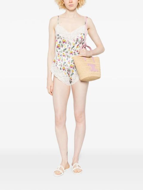 Dolce & Gabbana floral-print lace-trim playsuit - White - zdjęcie produktu nr 2