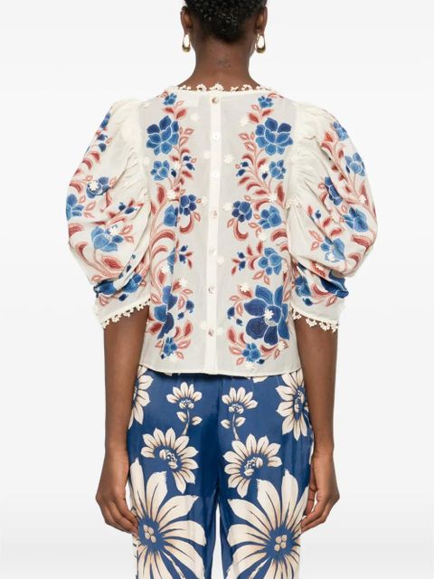FARM Rio floral embroidered blouse - Neutrals