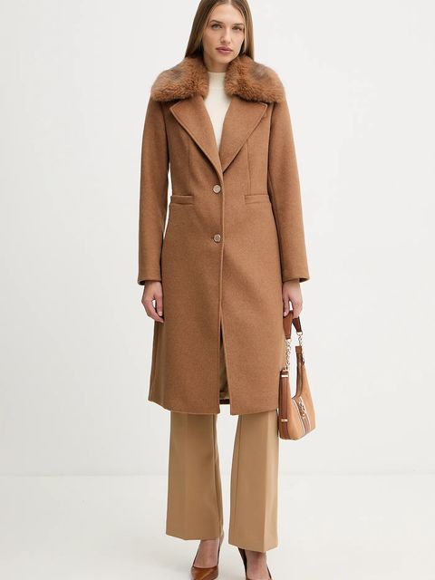 Guess płaszcz z dodatkiem wełny KAROLE kolor brązowy W5BL19 W2642