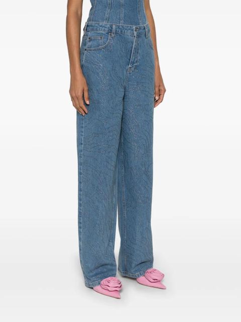 ROTATE BIRGER CHRISTENSEN rhinestone-embellished wide-leg jeans - Blue