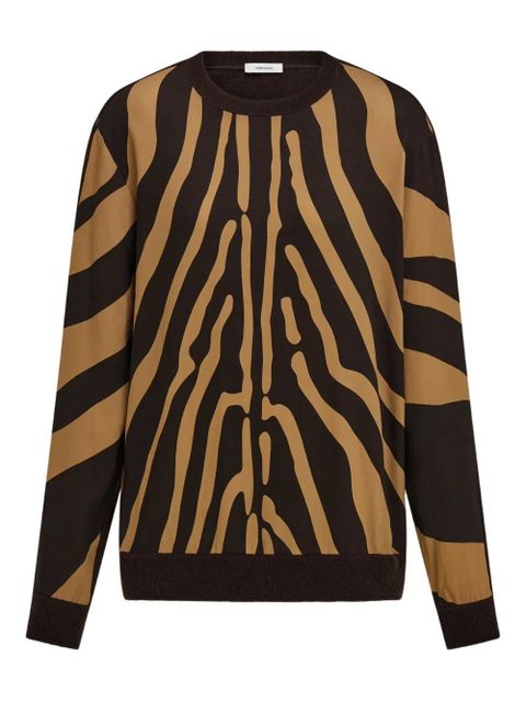 Ferragamo animal-print panelled sweater - Brown - zdjęcie produktu nr 1