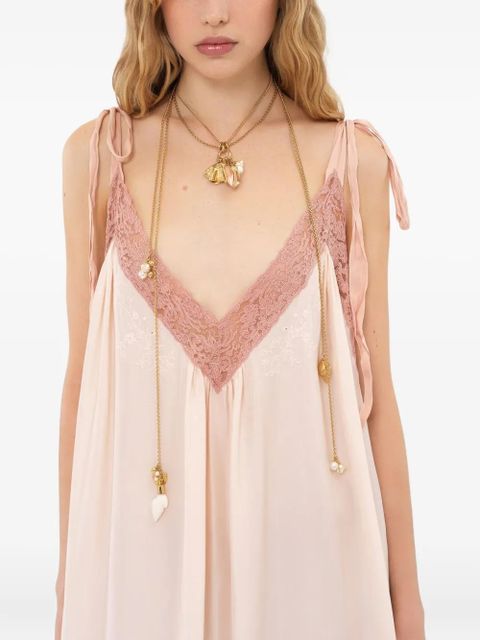 Chloé silk habotai lace-trim maxi dress - Pink