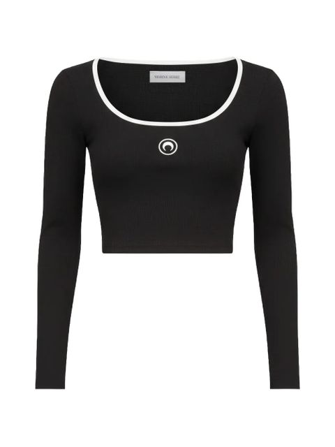 Marine Serre logo-embroidery jersey top - Black - zdjęcie produktu nr 1