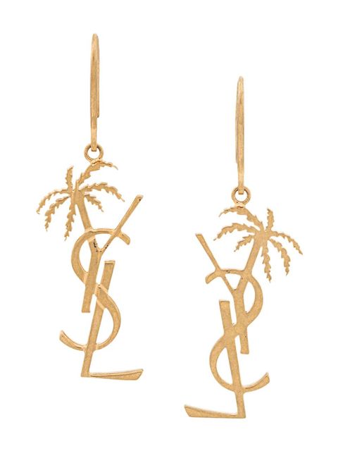 Saint Laurent monogram palm tree earrings - Gold