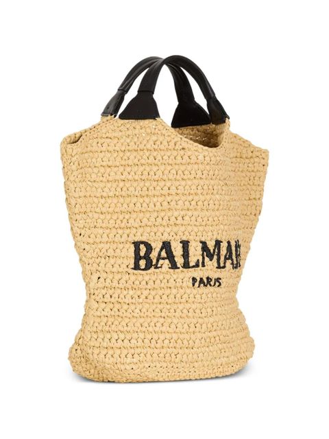 Balmain mini crochet tote bag - Neutrals