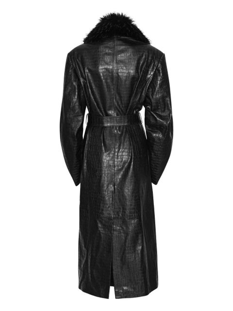 ROTATE BIRGER CHRISTENSEN faux fur-collar leather coat - Black