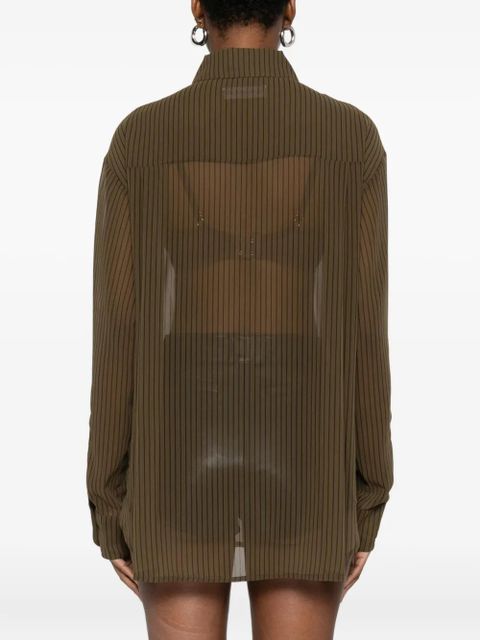 The Frankie Shop striped button-fastening shirt - Green