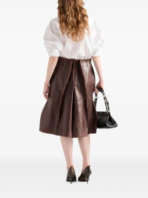 Prada leather midi skirt - Brown