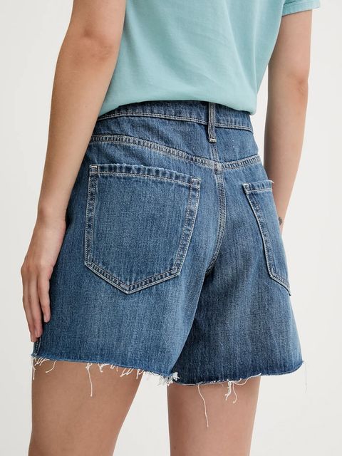 Hollister Co. szorty damskie kolor niebieski gładkie high waist KI349-5169