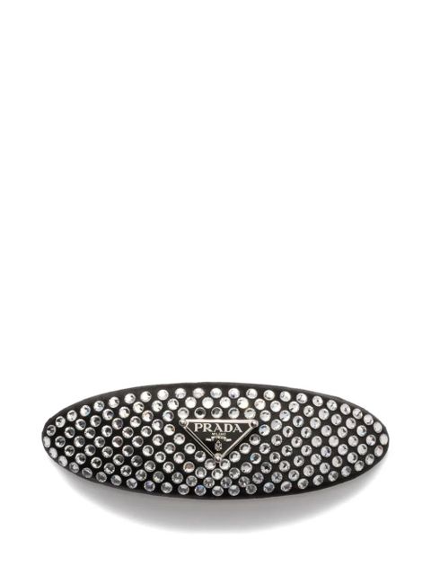 Prada satin and crystal hair clip - Black - zdjęcie produktu nr 1