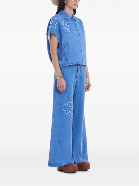 Marni embroidered straight-leg jeans - Blue
