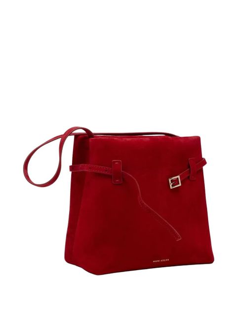 Manu Atelier buckle-detail suede shoulder bag - Red