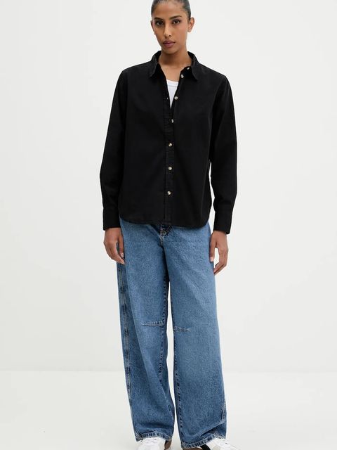 Guess Jeans koszula bawełniana damska kolor czarny regular z kołnierzykiem klasycznym W4YH68 WGCF1 - zdjęcie produktu nr 2