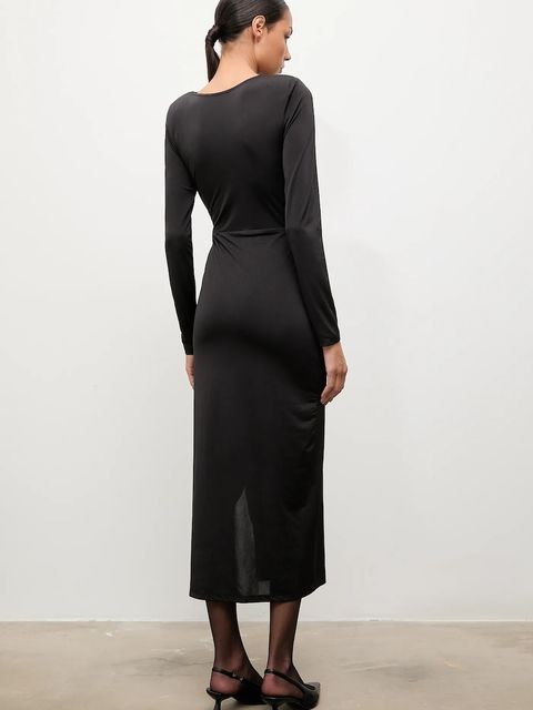 Answear.LAB sukienka kolor czarny midi dopasowana - zdjęcie produktu nr 2