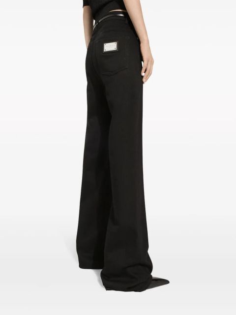 Dolce & Gabbana logo-patch wide-leg jeans - Black