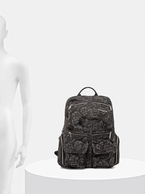 Desigual plecak WHISKEY EMBROIDERY 0 damski kolor szary duży z aplikacją 25WAKD07