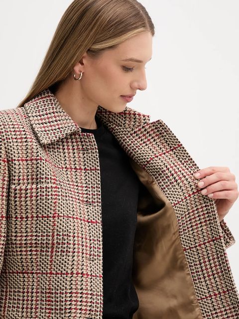 Tommy Hilfiger płaszcz z domieszką wełny kolor brązowy WW0WW46656