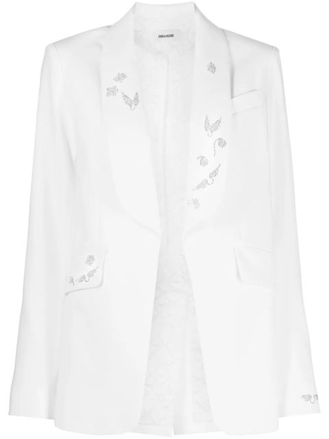 Zadig&Voltaire rhinestone-embellished shawl-lapel blazer - White - zdjęcie produktu nr 1