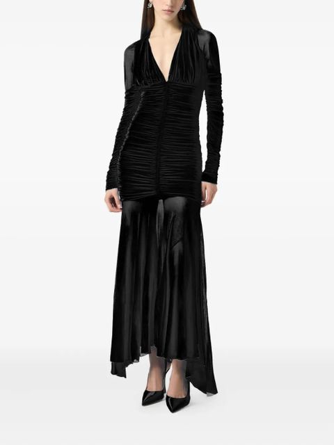 Blumarine ruched long-sleeve gown - Black