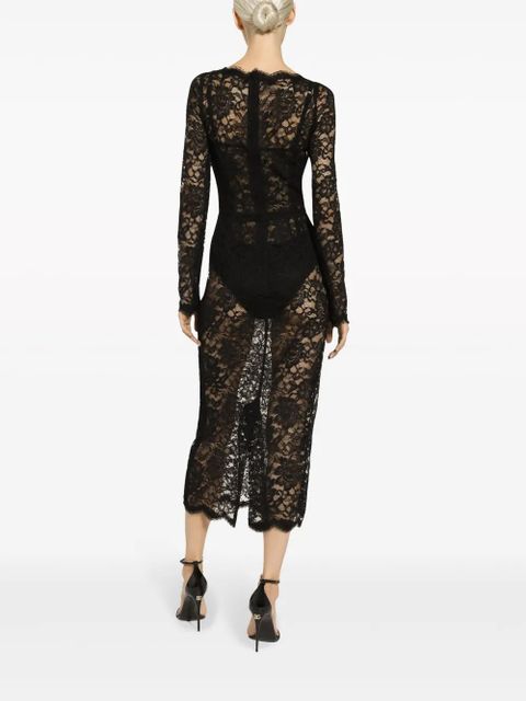 Dolce & Gabbana semi-sheer lace midi dress - Black - zdjęcie produktu nr 2