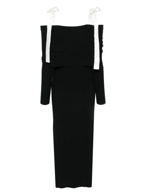 ROTATE BIRGER CHRISTENSEN off-shoulder knitted maxi dress - Black - zdjęcie produktu nr 2