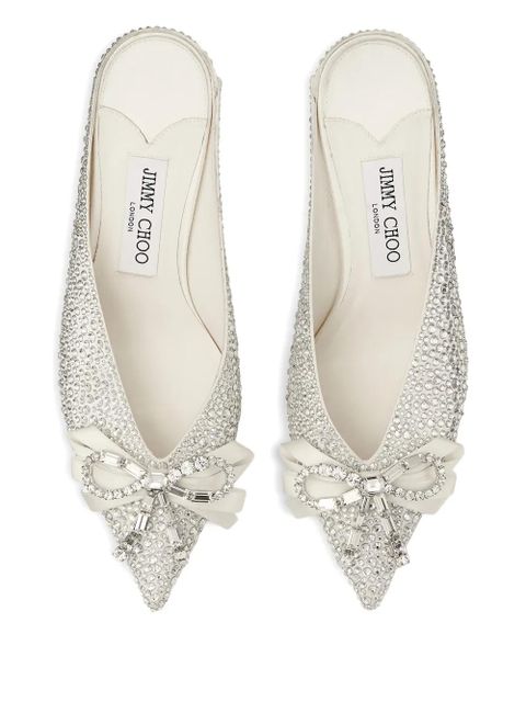 Jimmy Choo 50mm Auria crystal bow mule - Silver