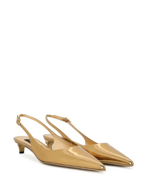 Dolce & Gabbana Lollo 30mm leather pumps - Gold - zdjęcie produktu nr 2