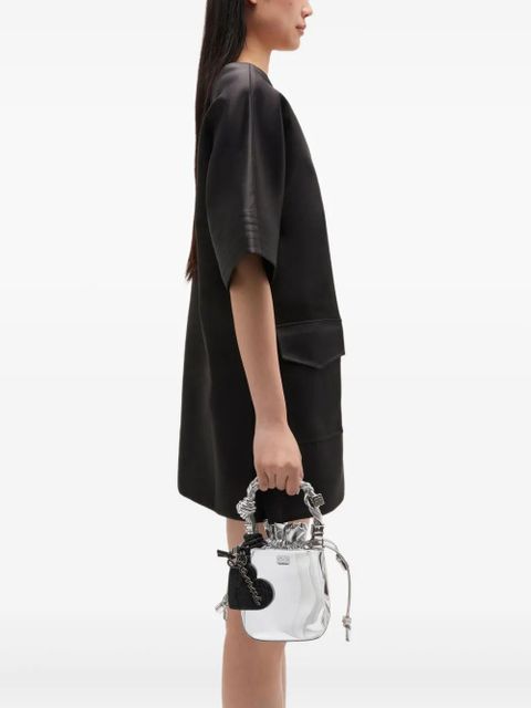 GANNI mini Bou twisted-handle bucket bag - Silver