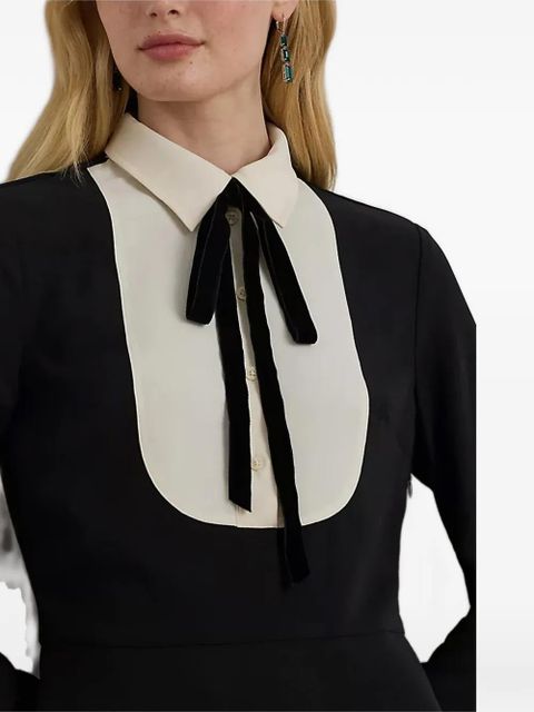 Lauren Ralph Lauren Georgette collared bow midi dress - Black - zdjęcie produktu nr 2