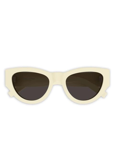 Saint Laurent Eyewear cat-eye logo sunglasses - Neutrals - zdjęcie produktu nr 1