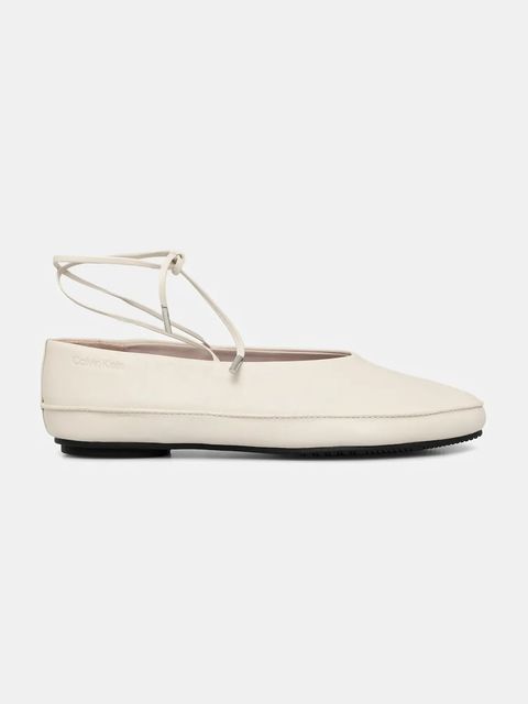 Calvin Klein baleriny skórzane BALLERINA MARY JANE STRAP LTH kolor beżowy HW0HW02656 - zdjęcie produktu nr 2