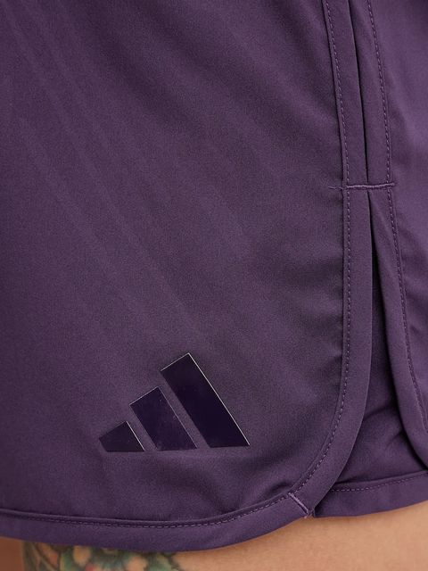adidas Performance szorty treningowe Pacer damskie kolor fioletowy gładkie high waist JX7300