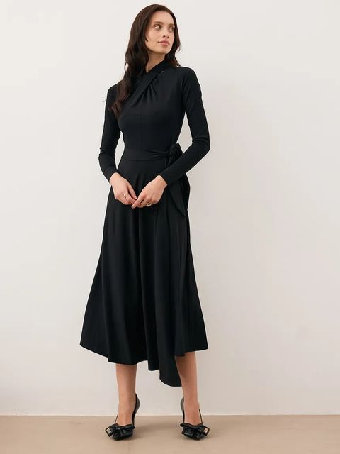 Bizuu sukienka ROTTA kolor czarny midi rozkloszowana ROTTA CZARNY