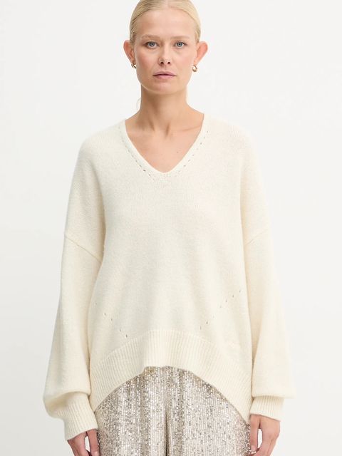 BOSS Orange sweter z dodatkiem wełny damski kolor biały 50550464 - zdjęcie produktu nr 1