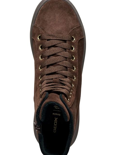 Geox botki zamszowe D SPHERICA EC4.1 damskie kolor brązowy na płaskim obcasie D36TCD 00022 C6006