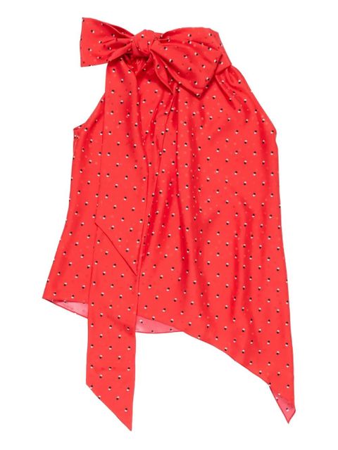 Acne Studios bow-detail asymmetric top - Red - zdjęcie produktu nr 1