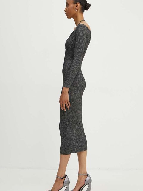 Moschino Jeans sukienka kolor szary midi dopasowana 0481.8201