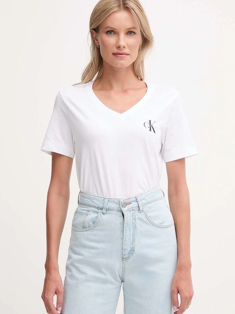 Calvin Klein Jeans t-shirt bawełniany 2-pack damski kolor pomarańczowy LV047C906G