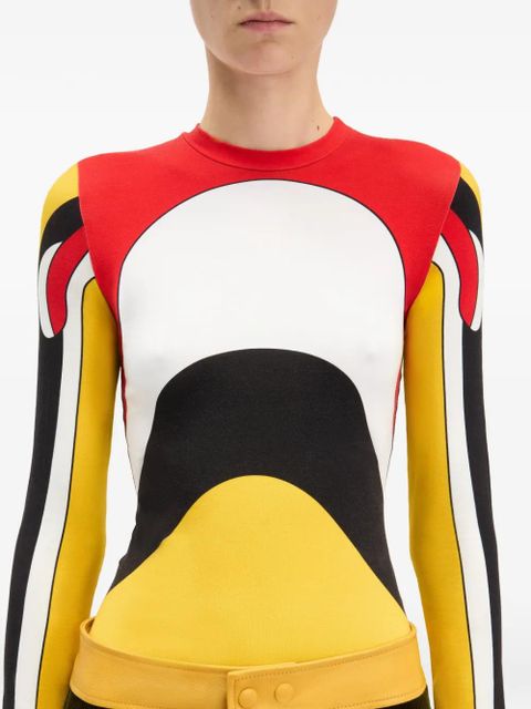 Jean Paul Gaultier long-sleeves body map top - Yellow