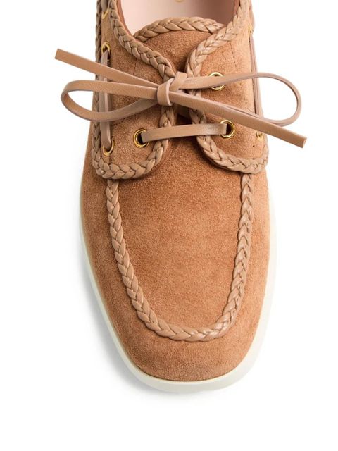 Valentino Garavani palm avenue braided-edge boat shoes - Brown