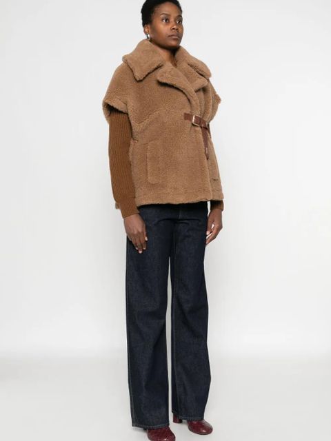 Max Mara Abavo faux-fur cape jacket - Brown