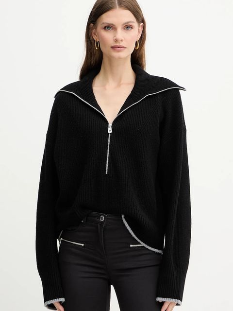 Pinko sweter z dodatkiem wełny damski kolor czarny z półgolfem 105448 A2Q9 - zdjęcie produktu nr 1