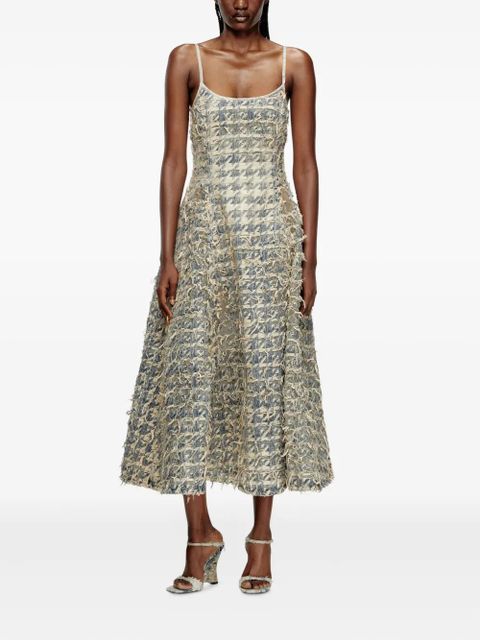 Diesel devoré-houndstooth midi dress - Neutrals