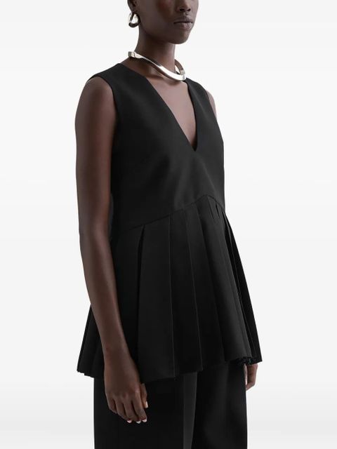 Jil Sander pleated wool gabardine top - Black - zdjęcie produktu nr 2
