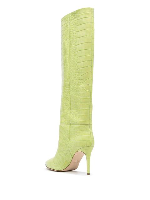 Paris Texas knee high 85mm stiletto boots - Green