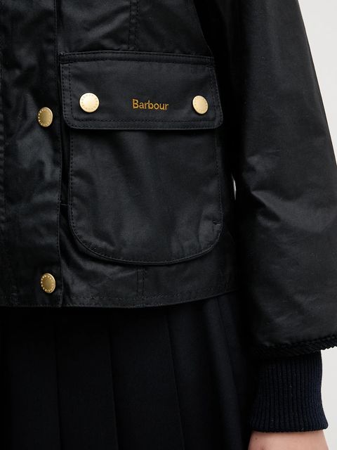 Barbour kurtka Cropped Beadnell Wax damska kolor granatowy przejściowa LWX1403