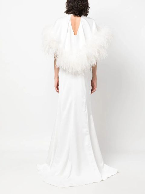 The Attico feather-trim cut-out gown - White - zdjęcie produktu nr 2